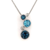 14 Karat White Gold Pendant with 2.30 Carats Total Weight of Round Blu