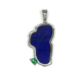 Extra Large Sterling Silver Lake Tahoe Pendant with Lapis and a Chatha