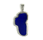 Extra Large Sterling Silver Lake Tahoe Pendant with Lapis.
Measures 1