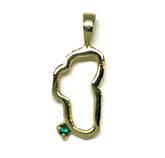 Medium 14KYG Outline of Lake Tahoe Pendant w/ Emerald