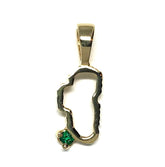 Small 14KYG Lake Tahoe Outline Pendant w/ Emerald