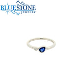 14KT White Gold Sapphire And Diamond Ring - Size 6.75