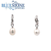 Silver Pearl Hoop Earrings