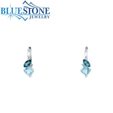 14KT White Gold London And Sky Blue Topaz Hoop Earrings