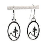 Silver Medium Oval Tree and Mountain Earrings