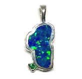 Medium 14K White Gold Lake Tahoe Pendant with Lab-Grown Opal & Emerald