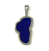 Medium Sterling Silver Lake Tahoe Pendant with Lapis. Measures approxi