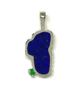 Medium Sterling Silver Lake Tahoe Pendant with Lapis & Chatham Emerald