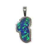 Medium Sterling Silver Lake Tahoe Pendant with Lab Grown Opal.
Measur