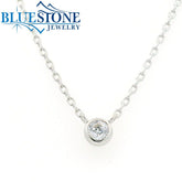 Silver Solitaire Necklace- 18 Inches