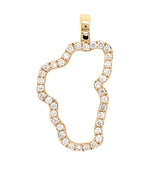 Extra Large 14 Karat Yellow Gold Lake Tahoe Diamond Outline Pendant