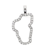 Extra Large 14 Karat White Gold Lake Tahoe Diamond Outline Pendant wit