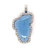 Extra Large 14 Karat White Gold Lake Tahoe Outline Pendant with a 9.47