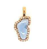 Small 14 Karat Yellow Gold Lake Tahoe Outline Pendant with a 0.95 Cara