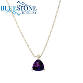 14 Karat White Gold 8.7mm Trillion Cut Amethyst Simple Pendant.
1.53
