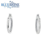 Sterling Silver Hoops w/ Hidden Cubic Zirconias - 0.75"