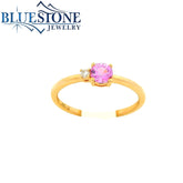 14 Karat Yellow Gold Pink Sapphire And Diamond Ring - Sz. 6.75