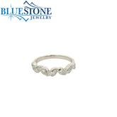 14KT White Gold Bezel Pear Wedding Band with Diamonds- Size 6.75