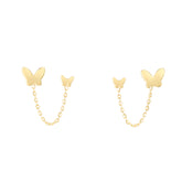 14K Double Pierced Butterfly Earrings