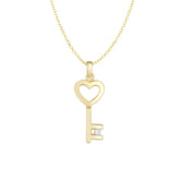 14K Gold .03Ct Diamond Key Necklace