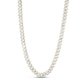 14K 11.5Mm White Pave Modern Lite Edge  Chain