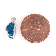 Small Sterling Silver Lake Tahoe Charm with Created Opal on a Jump Rin