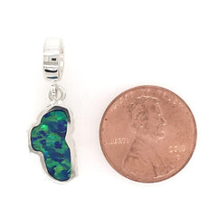 Medium Silver Lake Tahoe Opal Charm- For Pandora Bracelets