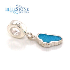 Small Sterling Silver Lake Tahoe Charm With Turquoise