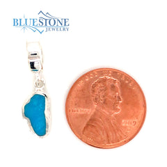 Small Sterling Silver Lake Tahoe Charm With Turquoise