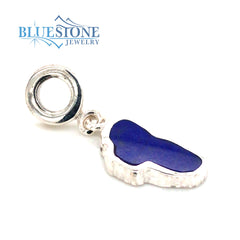 Medium Sterling Silver Lake Tahoe Charm With Lapis. Made to fit onto a