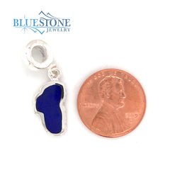 Medium Sterling Silver Lake Tahoe Charm With Lapis. Made to fit onto a