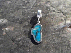 Medium Sterling Silver Lake Tahoe Charm With Turquoise. Made to fit on
