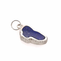 Medium Sterling Silver Lake Tahoe Charm with Lapis on Jump Ring.
Meas