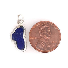 Medium Sterling Silver Lake Tahoe Charm with Lapis on Jump Ring.
Meas