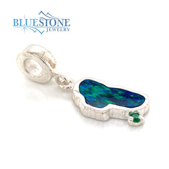 Medium Sterling Silver Lake Tahoe Charm with Lab-Created Opal and a si