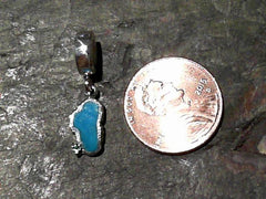 Small Sterling Silver Lake Tahoe Charm with Turquoise and Simulated Emerald