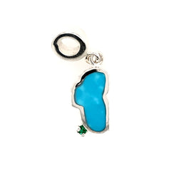 Medium Sterling Silver Lake Tahoe Charm with Turquoise and Simulated Emerald
