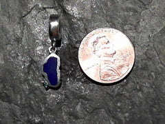 Small Sterling Silver Lake Tahoe Shaped Lapis with One Round Simulated
