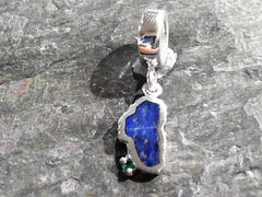 Small Sterling Silver Lake Tahoe Shaped Lapis with One Round Simulated