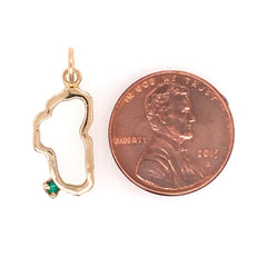 Medium 14 Karat Yellow Gold Charm Outline of Lake Tahoe with a round C