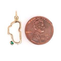 Medium 14 Karat Yellow Gold Charm Outline of Lake Tahoe with a round C