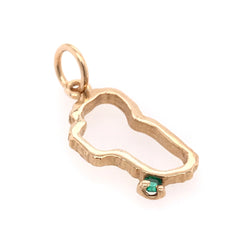 Medium 14 Karat Yellow Gold Charm Outline of Lake Tahoe with a round C