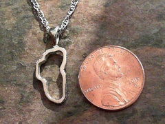 Medium 14 Karat White Gold Outline of Lake Tahoe Pendant