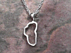 Medium 14 Karat White Gold Outline of Lake Tahoe Pendant