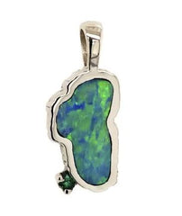 Medium 14 Karat White Gold Pendant with One Lake Tahoe Shaped Australi