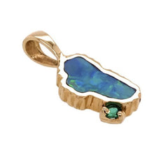 Small 14K White Gold Lake Tahoe Pendant with Australian Opal & Emerald