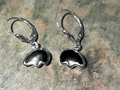 Sterling Silver Small Bear Shape Onyx Leverback Earrings