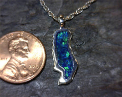 Sterling Silver Medium Donner Lake Pendant with Lab Grown Opal
