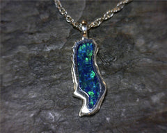 Sterling Silver Medium Donner Lake Pendant with Lab Grown Opal