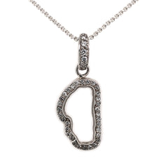 Medium Sterling Silver Outline of Lake Tahoe Pendant with 36 round Cub